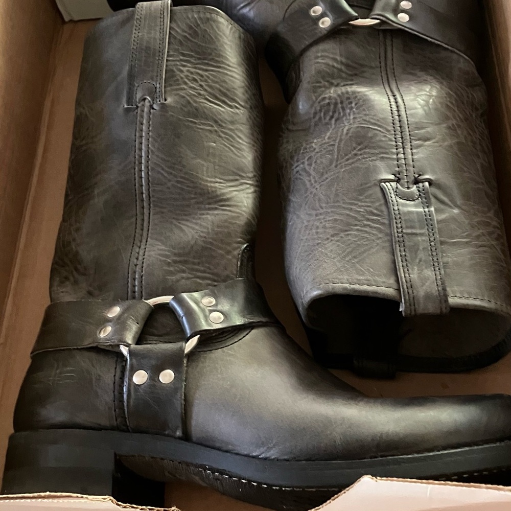 Frye Charcoal Harness Boots 87350